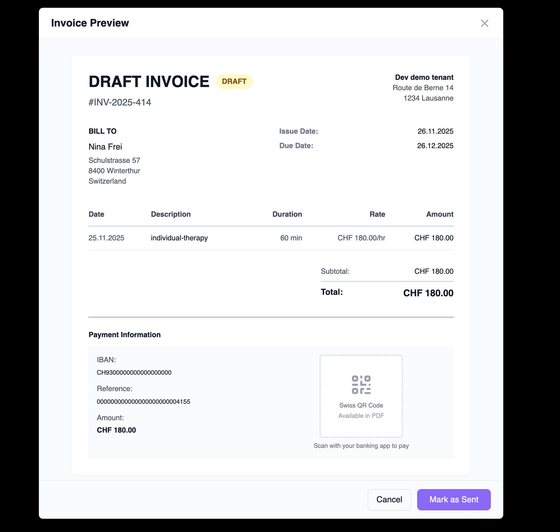 Professional invoice generation